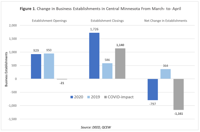 Change in Business Establishments in Central Minnesota