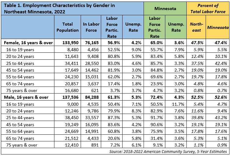 Employment Characteristics by Gender