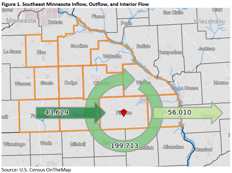Figure 1. Southeast Minnesota Inflow, Outflow, and Interior Flow