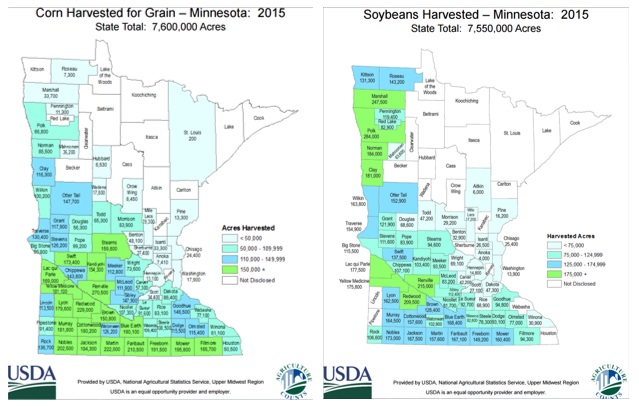 Corn and Soybeans Harvested Minnesota 2015