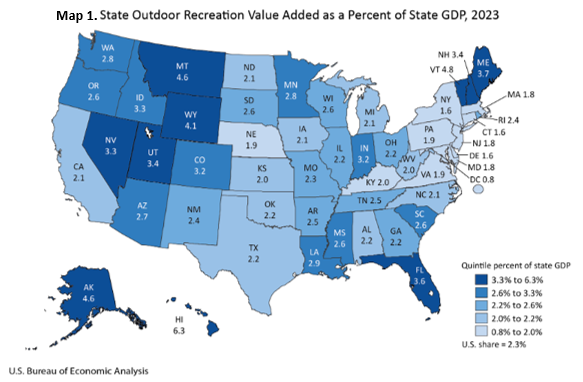 State Outdoor Recreation Value Added as a Percent of State GDP