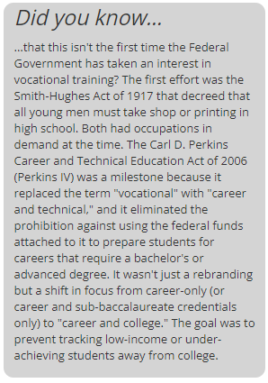 Did you know that this isn't the first time the Federal Government has taken an interest in vocational training?