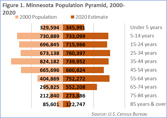 Minnesota Population Pyramid 2000-2020