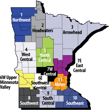 Map of Minnesota's Economic Development Regions