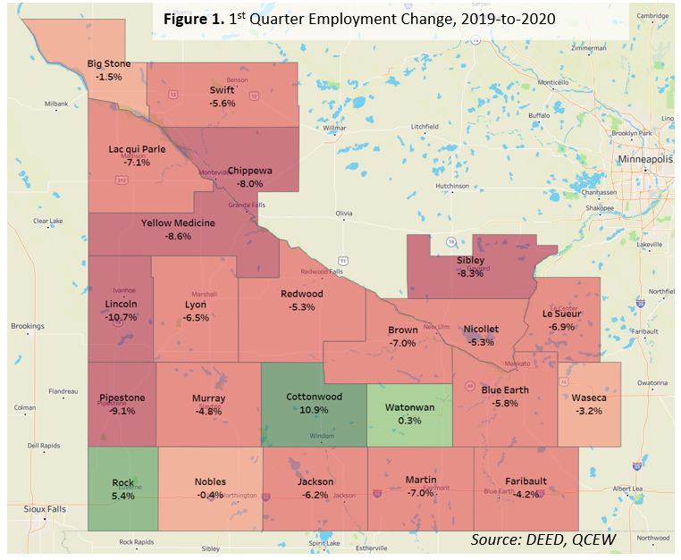 1st Quarter Employment Change 2019-2020