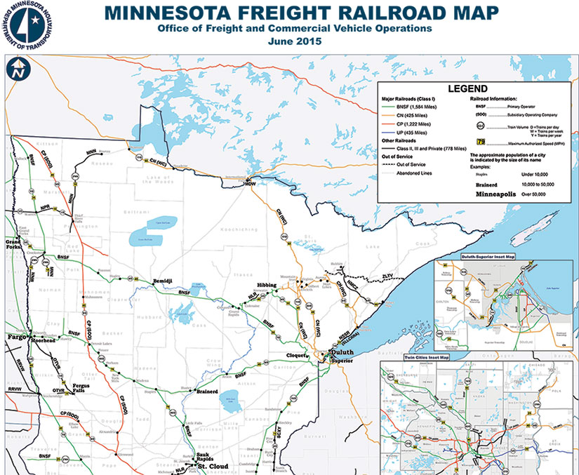 Map 1. Minnesota Freight Railroad Map