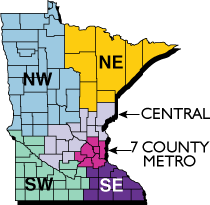 Map of Minnesota Planning Regions