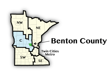 Minnesota map showing Benton county