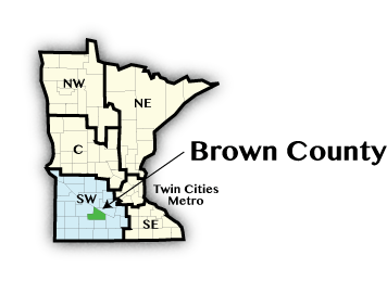 Minnesota map showing Brown county