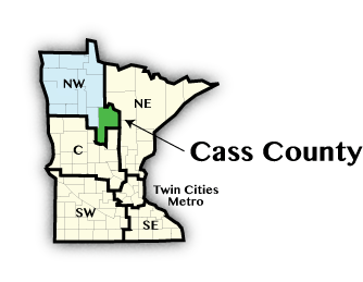 Map showing Cass County in Minnesota