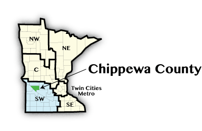 map showing Chippewa county in Minnesota