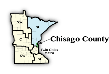 map showing Chisago County in Minnesota