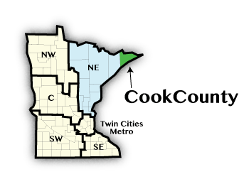 map showing Cook County in Northeast Minnesota