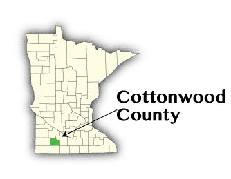 Map of Minnesota showing Cottonwood County