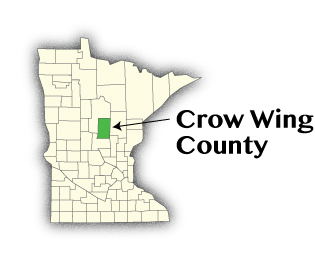 Map of Minnesota showing Crow Wing County
