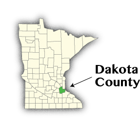 Map of Minnesota showing Dakota County