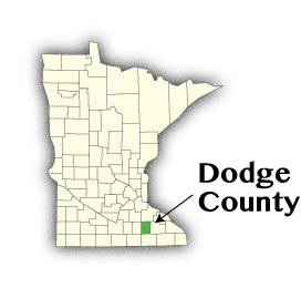 Map of Minnesota showing Dodge County