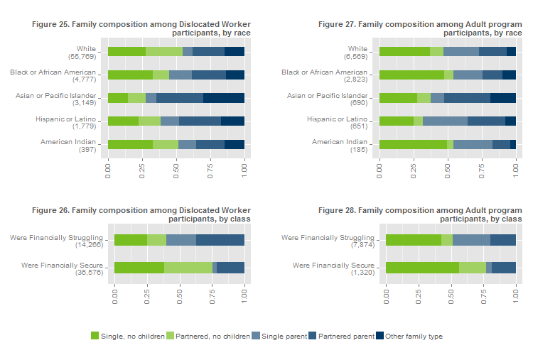 Family composition of workforce system program participants