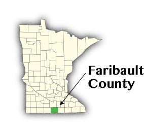 Minnesota map showing Faribault county