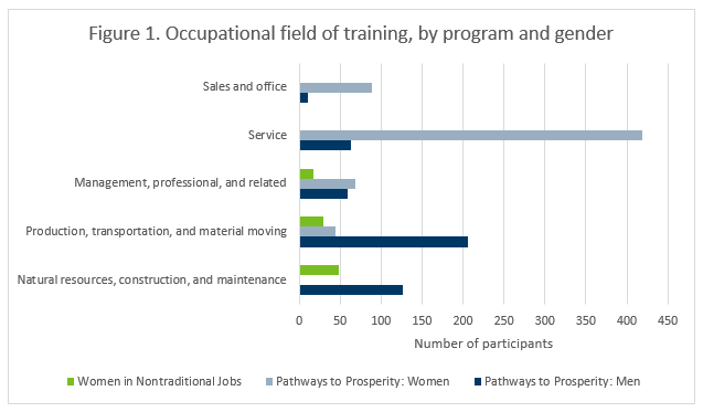Occupational field of training, by program and gender