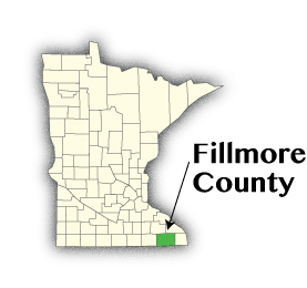 Minnesota map showing Fillmore county