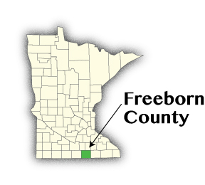Minnesota map showing Freeborn county