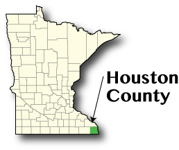 Minnesota map showing Houston county