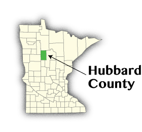 Map showing Hubbard County in Minnesota