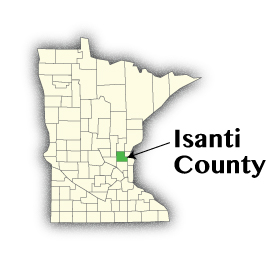 Map showing Isanti County in Minnesota