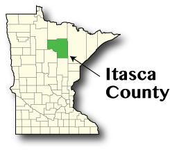 Map showing Itasca County in Minnesota