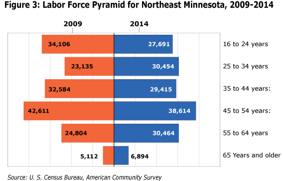 Figure 3: Labor Force Pyramid for Northeast Minnesota