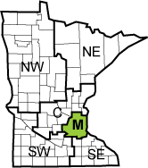 Minnesota map showing Twin Cities metro region