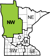 Map of Minnesota showing Northwest Region