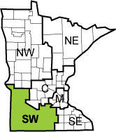 Minnesota map-Southwest region