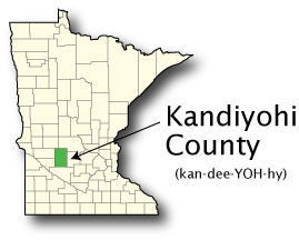 Minnesota map showing Kandiyohi county