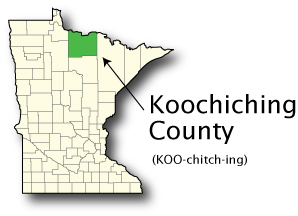Minnesota map showing Koochiching County
