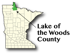 Minnesota map showing Lake of the Woods County