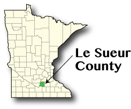 Minnesota map showing Le Sueur County