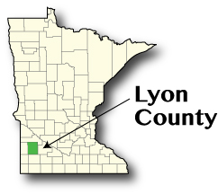 Minnesota map showing Lyon County