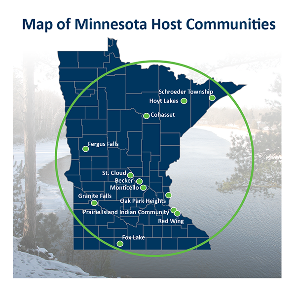 Map of Minnesota Host Communities