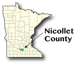 Map of Minnesota showing Nicollet County