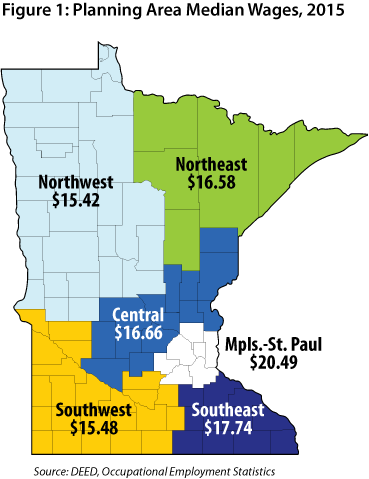 Figure 1: Map-Planning Area Median Wages, 2015