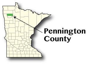 Minnesota map showing Pennington County