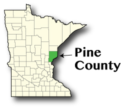 Minnesota map showing Pine County