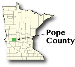 Minnesota map showing Pope County