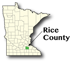 Minnesota map showing Rice county