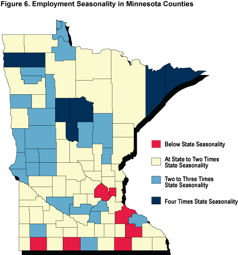 Figure 6. Employment Seasonality in Minnesota Counties