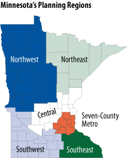 Map of Minnesota's Planning Regions