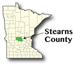 Minnesota map showing Stearns County