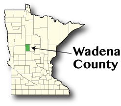 Minnesota map showing Wadena County